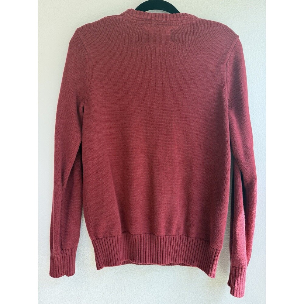 Eddie Bauer Men’s S Red Cotton Knit Crewneck Long Sleeve Logo Pullover Sweater - Picture 2 of 4